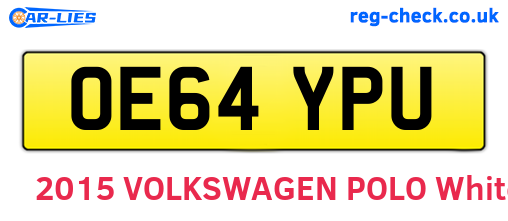OE64YPU are the vehicle registration plates.