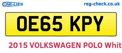 OE65KPY are the vehicle registration plates.