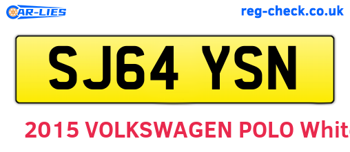 SJ64YSN are the vehicle registration plates.