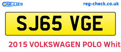 SJ65VGE are the vehicle registration plates.