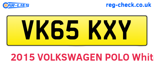VK65KXY are the vehicle registration plates.