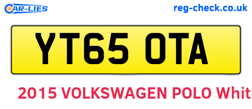 YT65OTA are the vehicle registration plates.
