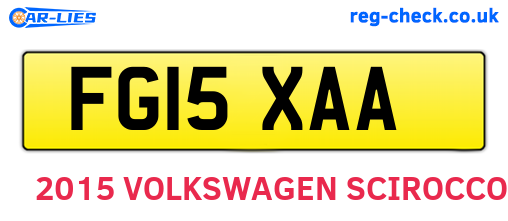 FG15XAA are the vehicle registration plates.
