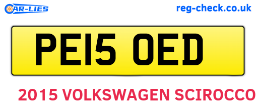 PE15OED are the vehicle registration plates.