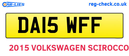 DA15WFF are the vehicle registration plates.