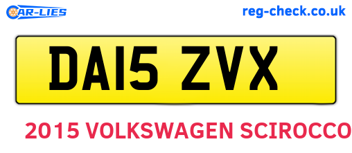 DA15ZVX are the vehicle registration plates.