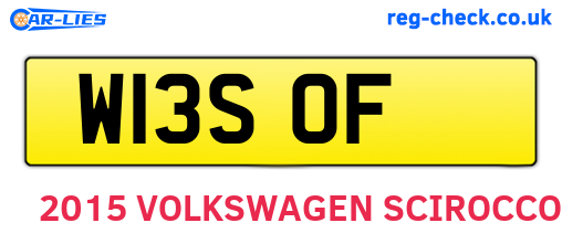 W13SOF are the vehicle registration plates.