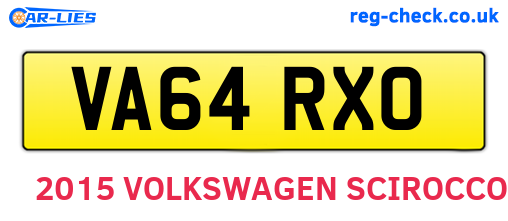 VA64RXO are the vehicle registration plates.