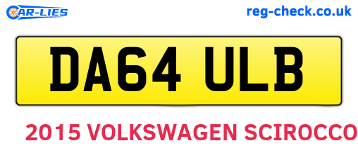 DA64ULB are the vehicle registration plates.