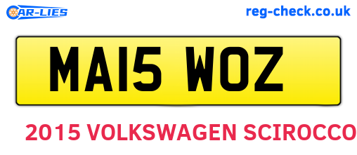 MA15WOZ are the vehicle registration plates.
