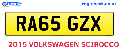 RA65GZX are the vehicle registration plates.