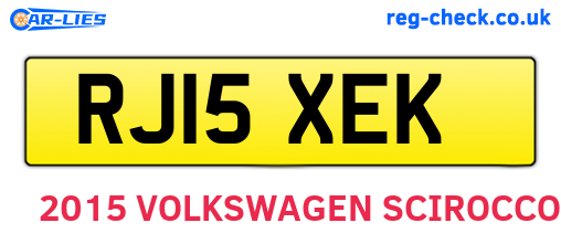 RJ15XEK are the vehicle registration plates.