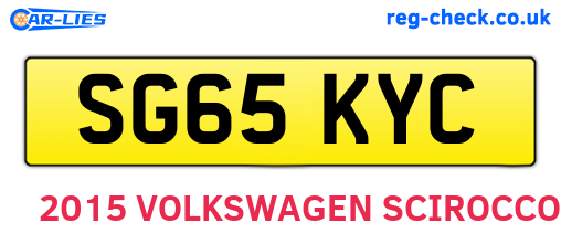 SG65KYC are the vehicle registration plates.