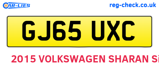 GJ65UXC are the vehicle registration plates.