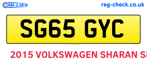SG65GYC are the vehicle registration plates.