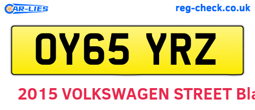 OY65YRZ are the vehicle registration plates.