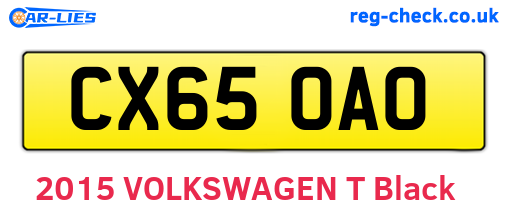 CX65OAO are the vehicle registration plates.