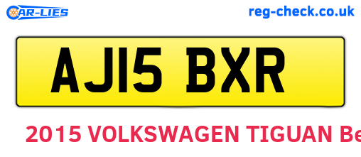 AJ15BXR are the vehicle registration plates.