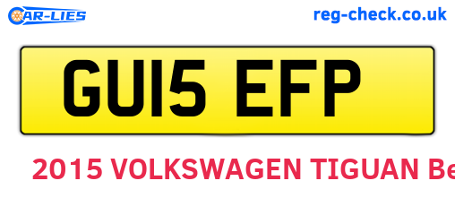 GU15EFP are the vehicle registration plates.