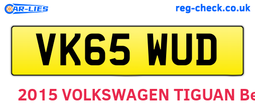 VK65WUD are the vehicle registration plates.