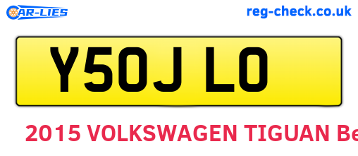 Y50JLO are the vehicle registration plates.