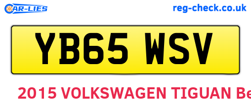 YB65WSV are the vehicle registration plates.