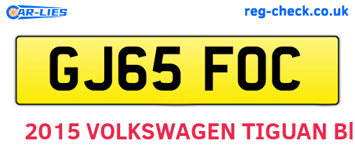 GJ65FOC are the vehicle registration plates.