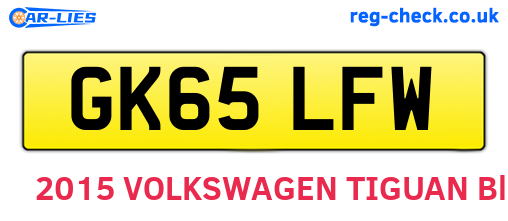GK65LFW are the vehicle registration plates.