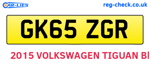 GK65ZGR are the vehicle registration plates.