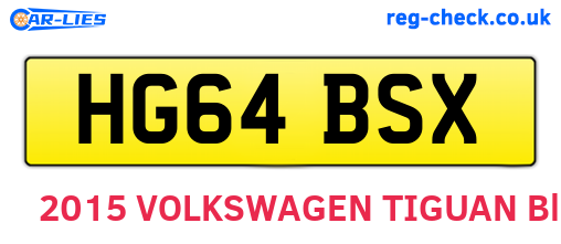 HG64BSX are the vehicle registration plates.