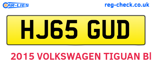 HJ65GUD are the vehicle registration plates.