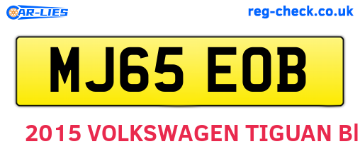MJ65EOB are the vehicle registration plates.