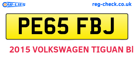 PE65FBJ are the vehicle registration plates.