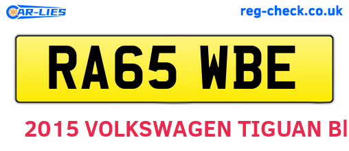 RA65WBE are the vehicle registration plates.