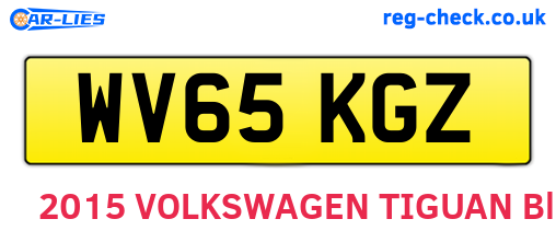WV65KGZ are the vehicle registration plates.