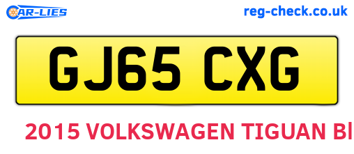 GJ65CXG are the vehicle registration plates.