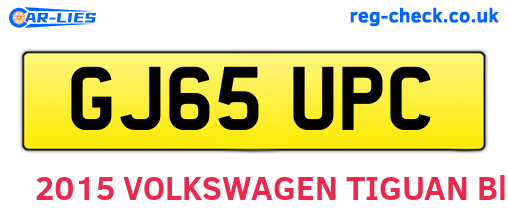 GJ65UPC are the vehicle registration plates.