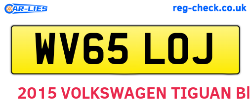 WV65LOJ are the vehicle registration plates.