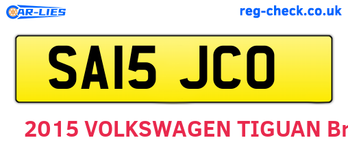 SA15JCO are the vehicle registration plates.