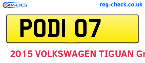 POD107 are the vehicle registration plates.