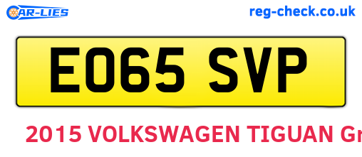 EO65SVP are the vehicle registration plates.