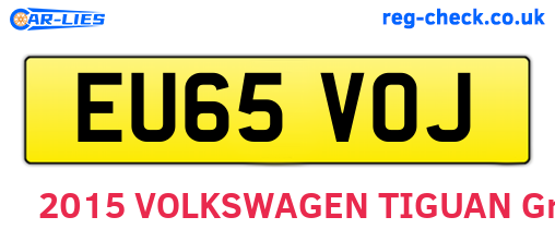 EU65VOJ are the vehicle registration plates.
