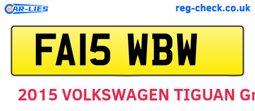 FA15WBW are the vehicle registration plates.