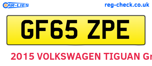GF65ZPE are the vehicle registration plates.