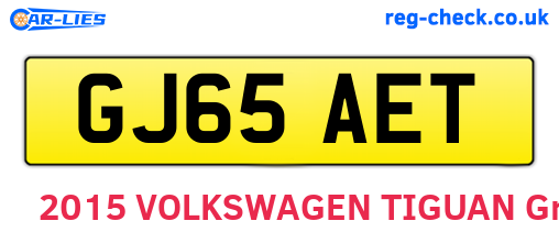 GJ65AET are the vehicle registration plates.