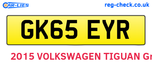 GK65EYR are the vehicle registration plates.