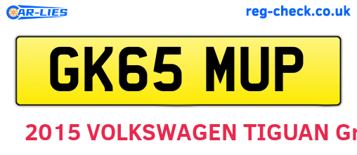 GK65MUP are the vehicle registration plates.