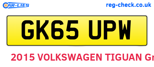GK65UPW are the vehicle registration plates.