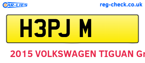 H3PJM are the vehicle registration plates.