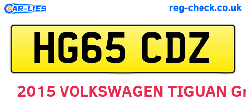 HG65CDZ are the vehicle registration plates.